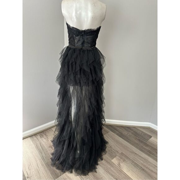 NWT For Love & Lemons Womens Strapless Sheer Tulle Bustier Gown Black Large $359 - Picture 8 of 11